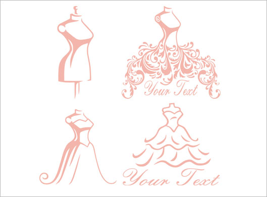 فایل لایه باز وکتور مجموعه لوگوی لباس عروس ، دوخت و دوز لباس