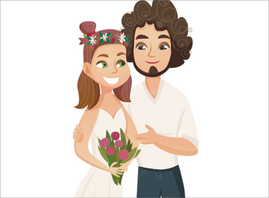 دانلود طرح کارتونی و گرافیکی زوج جوان و عروس و داماد
