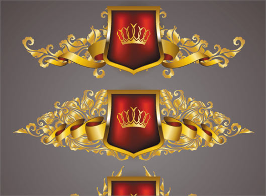 وکتور لایه باز مجموعه سه لیبل طلایی لوکس پادشاهی با فرمت های eps و ai
