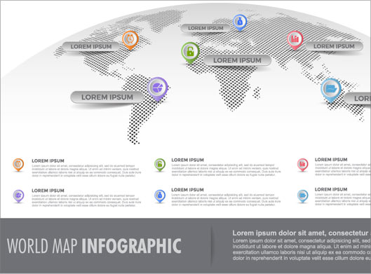 دانلود وکتور طرح بکگراند نقشه جهان یا word map infographic