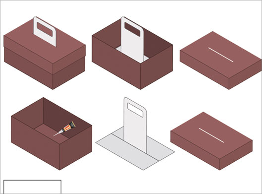 طرح لایه باز وکتور قالب برش و دایکات جعبه دسته دار جهت ابزارآلات