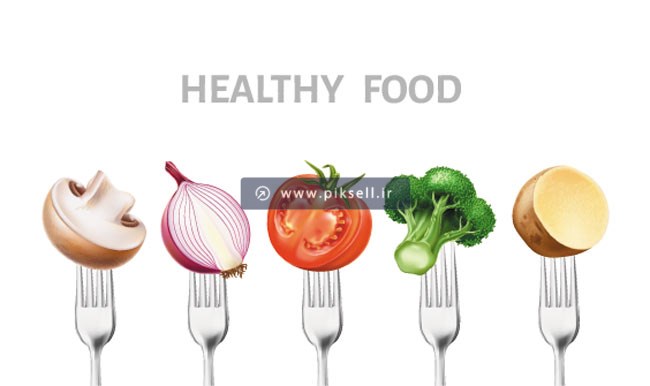 فایل لایه باز وکتور با موضوع غذاهای سالم و سبزیجات