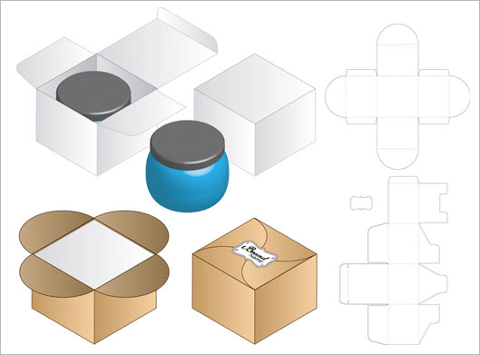 دانلود وکتور طرح لایه باز قالب برش و دایکات جعبه مکعبی محصول