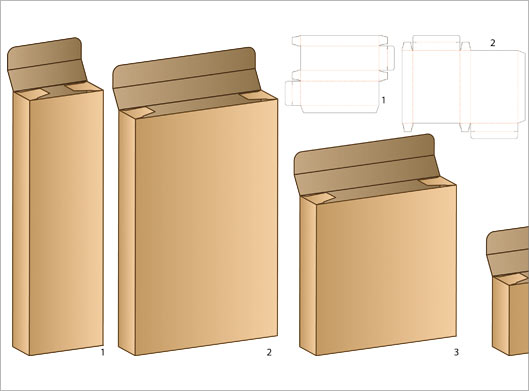 طرح لایه باز وکتور مجموعه قالب های برش و دایکات فولدر و جعبه های متنوع در سایزهای مختلف