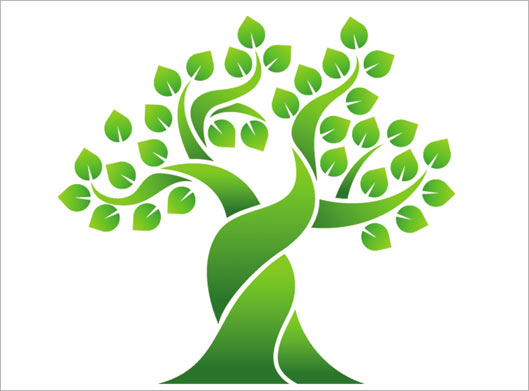 وکتور طرح لوگو و نماد درخت با برگهای سبز با فرمتهای eps و ai