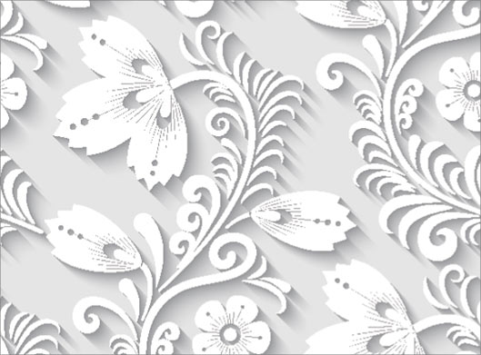 طرح وکتور لایه باز پس زمینه با نقش گلهای سفید سایه دار