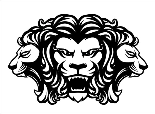 دانلود وکتور سیاه و سفید لوگوی سه شیر جنگل