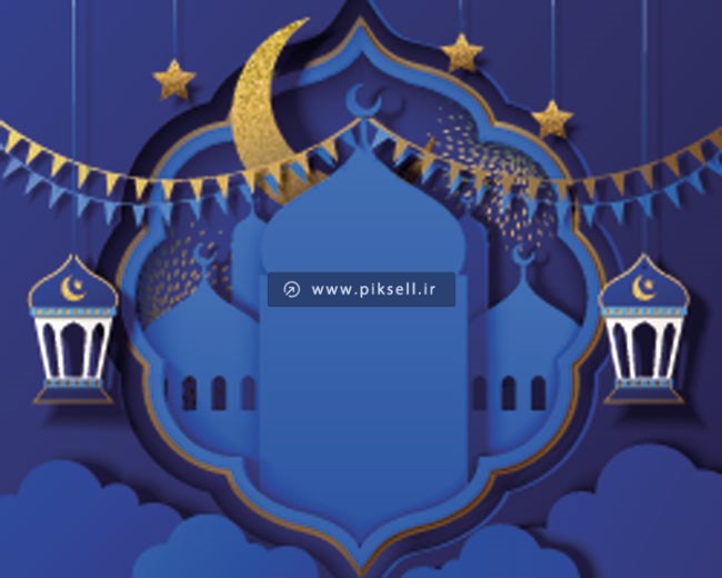 وکتور بکگراند لایه باز با طرح شب ماه مبارک رمضان