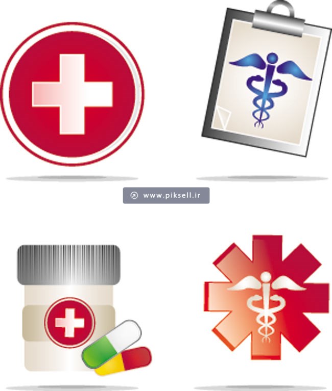 وکتور آیکون های گرافیکی نمادهای پزشکی ، داروخانه ، قرص و دارو
