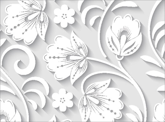 وکتور طرح بکگراند با گلهای نیمه سه بعدی سفید گل و بوته ای