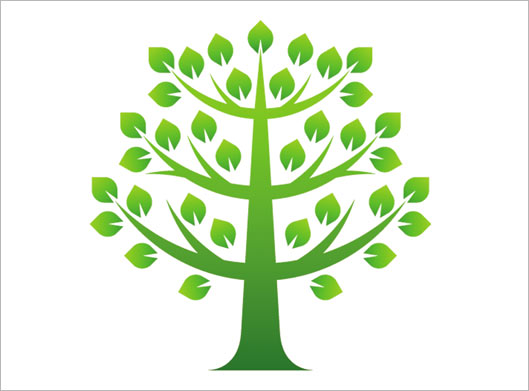 وکتور طرح لوگوی درخت با برگهای سبز با فرمتهای eps و ai