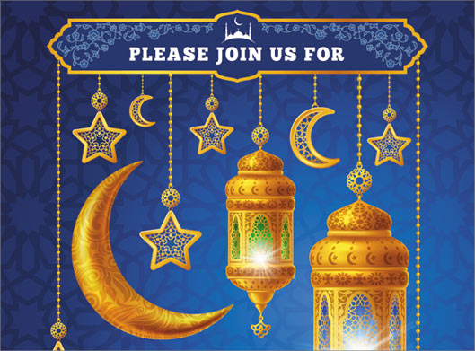 وکتور لایه باز بکگراند گرافیکی با المان های ماه مبارک رمضان