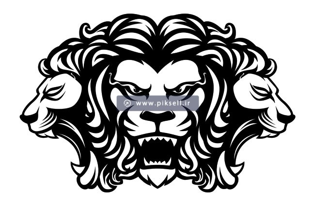 دانلود وکتور سیاه و سفید لوگوی سه شیر جنگل