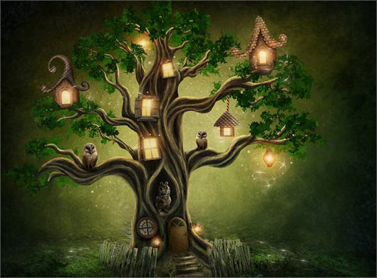 عکس با کیفیت از درخت آرزوها بصورت گرافیکی و نقاشی دیجیتال