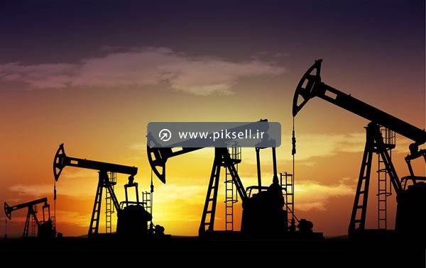 تصویر با کیفیت از دستگاه های استخراج نفت و غروب خورشید