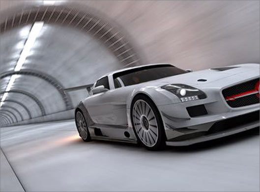 تصویر با کیفیت از خودروی لوکس پر سرعت در تونل
