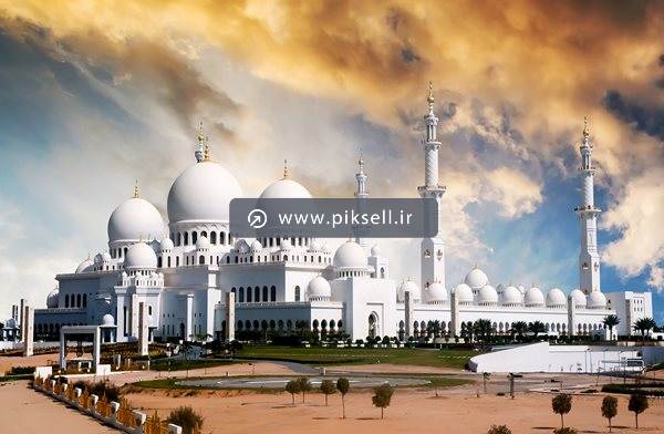 تصویر با کیفیت از نمای بیرونی مسجد شیخ زاید دبی