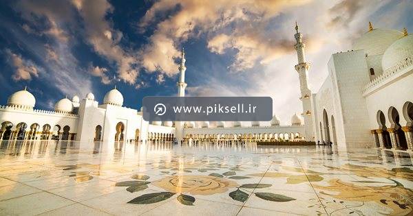 دانلود عکس با کیفیت از نمای بیرونی مسجد شیخ زاید دبی
