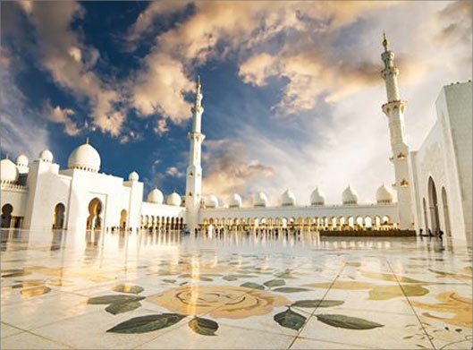 دانلود عکس با کیفیت از نمای بیرونی مسجد شیخ زاید دبی