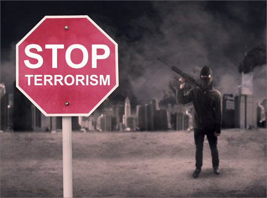 عکس با کیفیت از تابلوی تروریستی و stop terrosrism