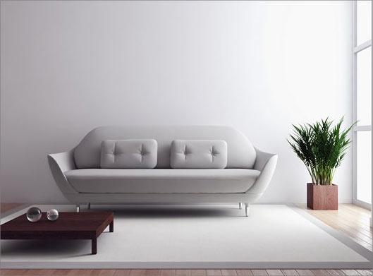 دانلود عکس با کیفیت از طرح دکوراسیون داخلی خانه ، مبل ساده و گلدان و میز