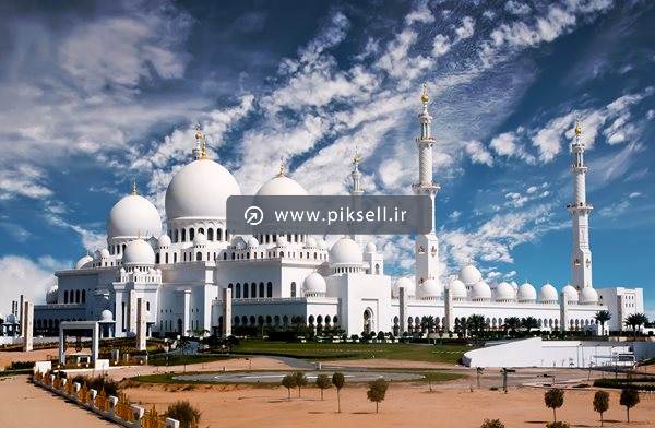 تصویر با کیفیت از مسجد شیخ زاید دبی از نمای بیرونی