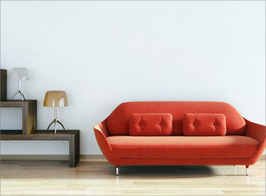 عکس با کیفیت از نمای داخلی خانه ، مبل قرمز و دکور ساده با فرمت jpg