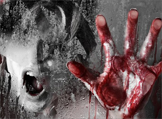 تصویر با کیفیت از قتل و کشتن و تصویر دست خونی روی پنجره و فریاد