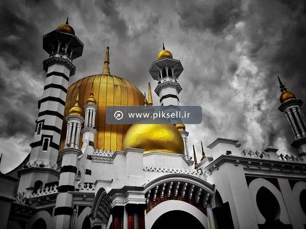 دانلود عکس با کیفیت از مسجد ابودیاه مالزی با گنبد طلایی