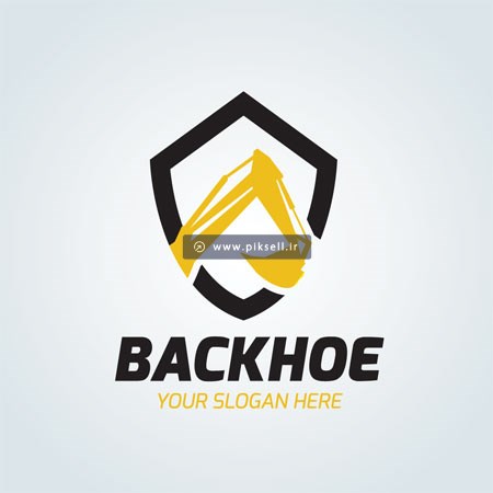 فایل وکتور لوگو با طرح بیل مکانیکی (Backhoe) یا لودر بصورت لایه باز