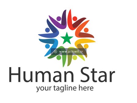 وکتور لایه باز با نماد ستاره و انسان ها و مفهوم humanstar