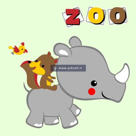 وکتور پس زمینه کارتونی با طرح گراز کوچولو و سنجاب با عنوان zoo