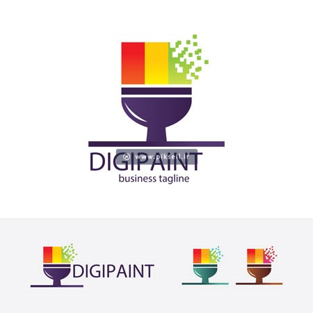 وکتور لایه باز لوگو با طرح قلم موی رنگی یا digital paint