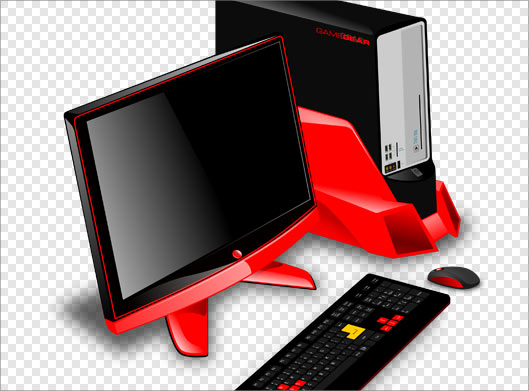 فایل دوربری شده کیس ، کیبورد و مانیتور با پسوند png