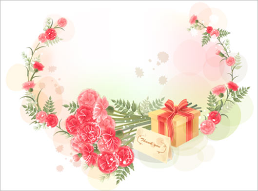 وکتور قاب و پس زمینه با طرح زیبای گل های قرمز (لایه باز)