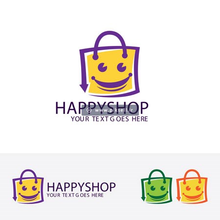 وکتور لایه باز لوگو با طرح شادی خرید یا happy shop