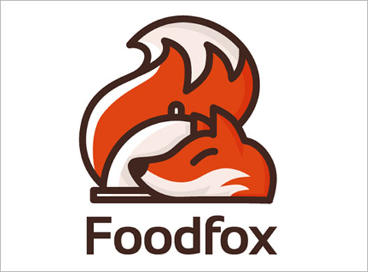 وکتور لوگو با طرح ترکیبی روباه قرمز و منوی غذا با عنوان foodfox