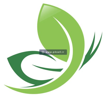 وکتور لایه باز لوگوی ترکیبی سبز با طرح پروانه و برگ