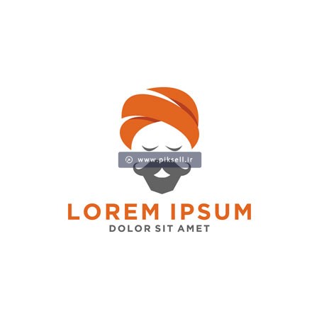 لوگوی وکتور کاراکتر سر مرد هندی با ریش و سبیل