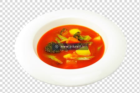 تصویر دوربری شده بشقاب با سوپ بصورت فایل png ترانسپرنت
