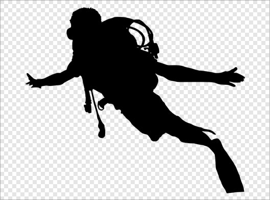 فایل png ترانسپرنت سیاه و تک رنگ غواص