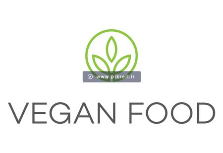 لوگوی وکتور با طرح برگ و مفهوم غذای طبیعی (Vegan Food Logo)