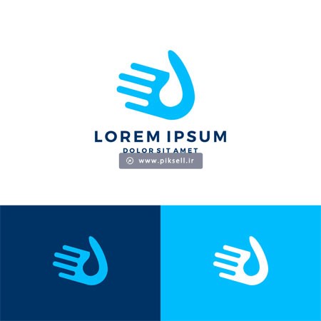 فایل وکتور لایه باز لوگو با طرح ترکیبی دست و قطره