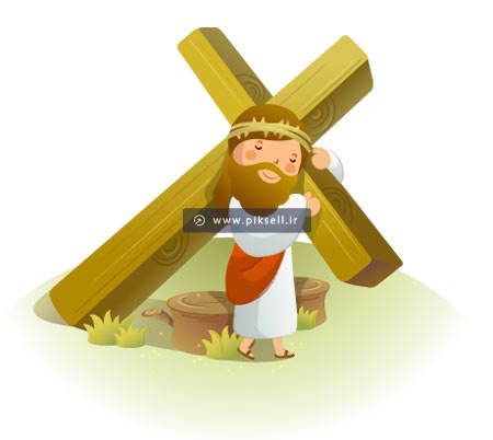 دانلود کاراکتر و پس زمینه کارتونی با طرح صلیب و حضرت مسیح (ع)