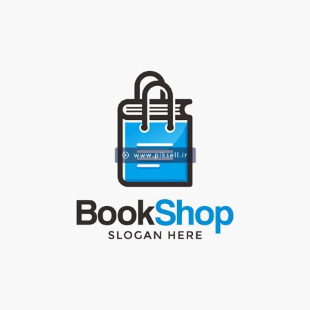 وکتور لوگو با طرح کتاب و ساک خرید با مفهوم فروشگاه کتاب