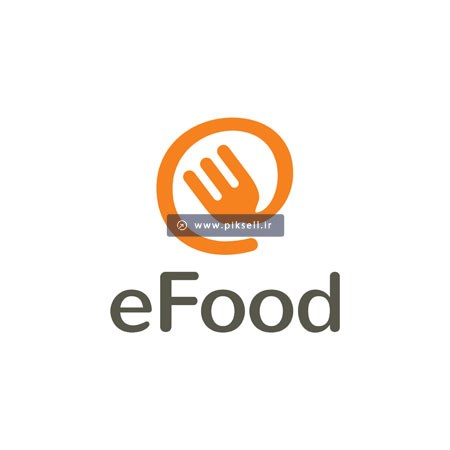 وکتور لایه باز لوگو با مفهوم eFood یا سفارش آنلاین غذا