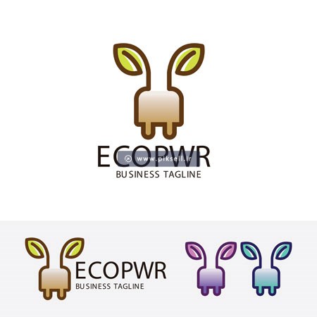 وکتور لوگو با طرح ترکیبی پاور و قدرت و برگ با مفهوم ecopower