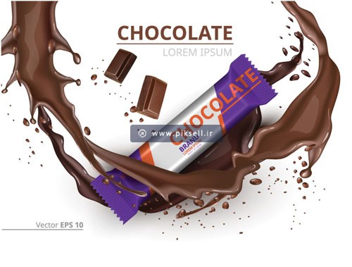 بکگراند گرافیکی وکتور با طرح شیر شکلات جهت تبلیغات پوستر بیسکوییت