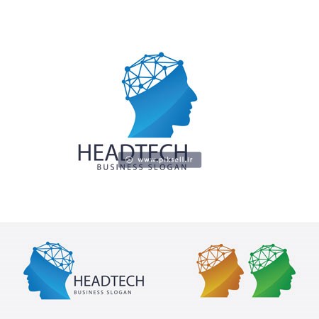 لوگوی وکتور با طرح مغز و آموزش با مفهوم headtech