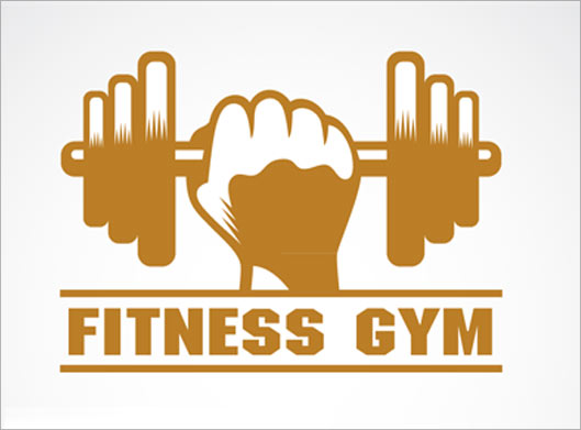 وکتور لایه باز لوگو با طرح دستی در حال دمبل زدن و مفهوم بدنسازی